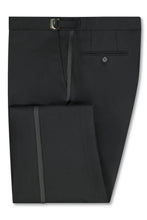 "Daniel" Black Polyester Plain Front Tuxedo Pants