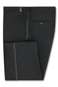 "Daniel" Black Polyester Plain Front Tuxedo Pants