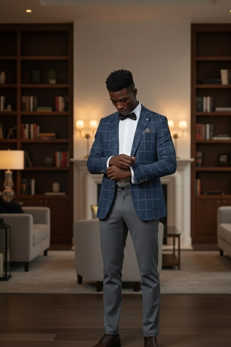 Pellagio Blue Windowpane Sports Jacket