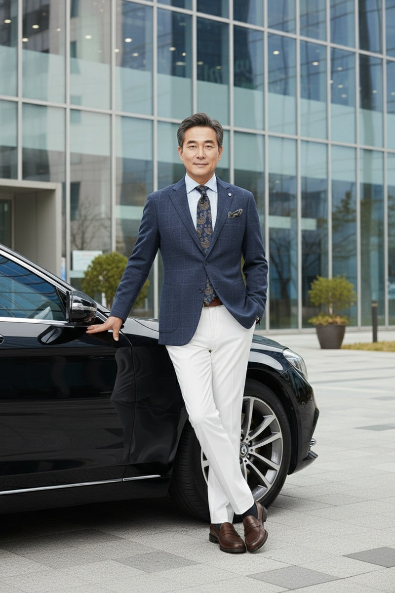 Pellagio Dark Blue Windowpane Sports Jacket