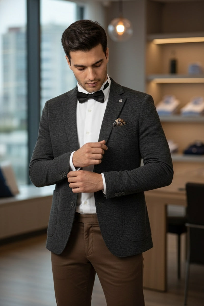 Pellagio Dark Brown Textured Sports Jacket