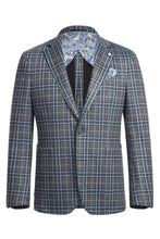 Pellagio Grey & Blue Windowpane Sports Jacket