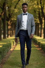 Pellagio Grey & Blue Windowpane Sports Jacket