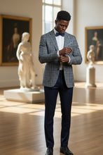 Pellagio Grey & Blue Windowpane Sports Jacket