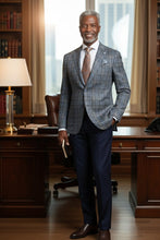 Pellagio Grey & Blue Windowpane Sports Jacket