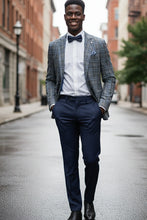 Pellagio Grey & Blue Windowpane Sports Jacket