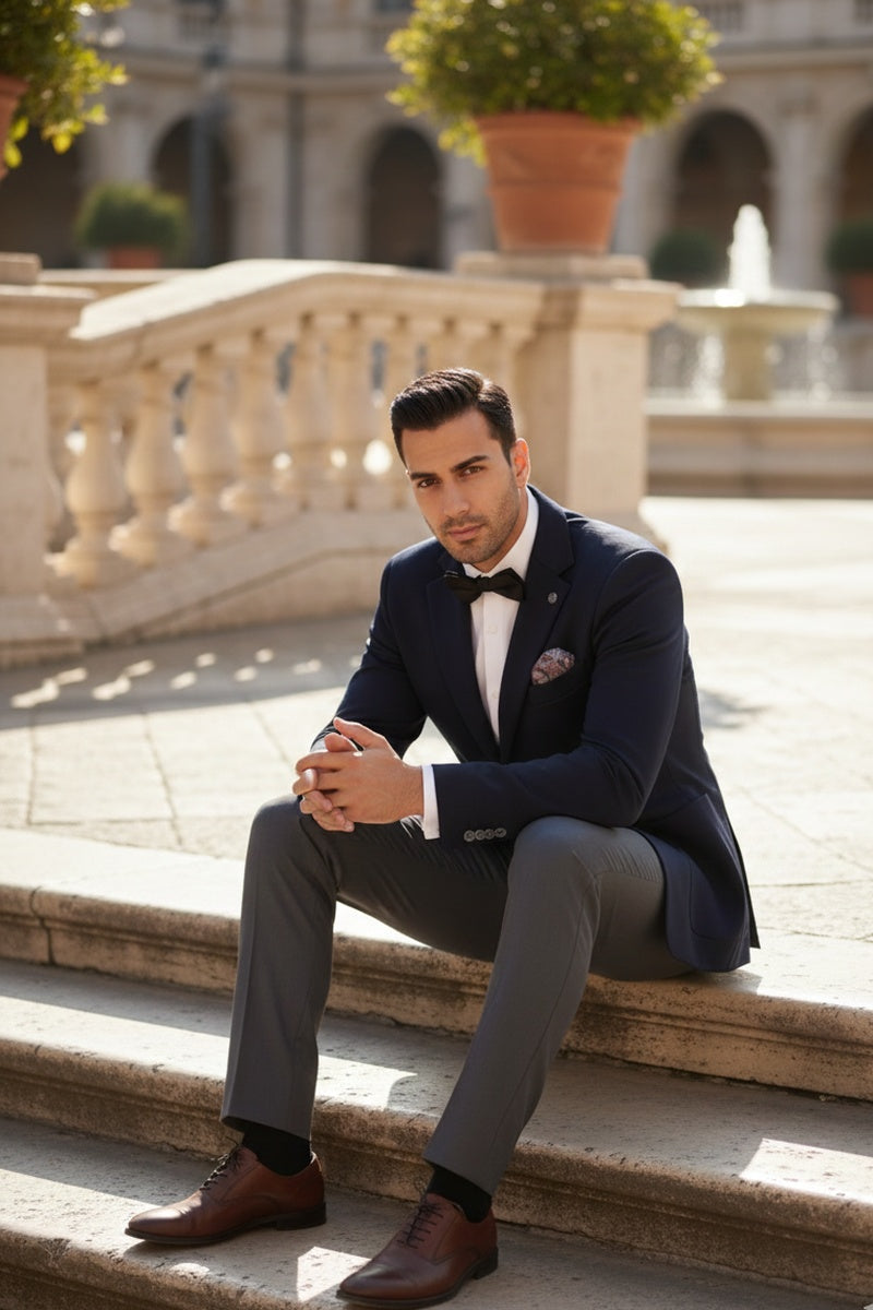 Pellagio Navy Solid Sports Jacket