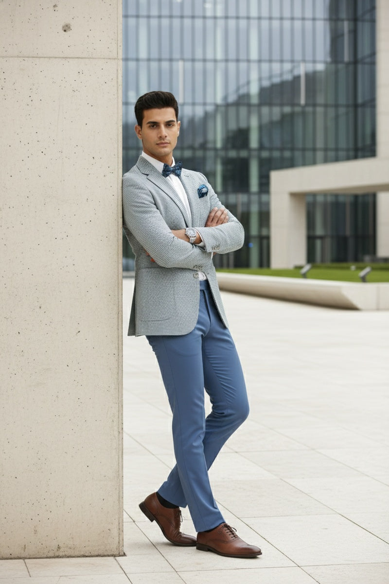 Blue & White Houndstooth Sports Jacket