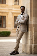 Beige Windowpane Sports Jacket