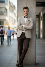 Beige Houndstooth Sports Jacket