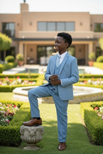 "Noah" Perry Ellis Kids Dusty Blue Suit (5-Piece Set)