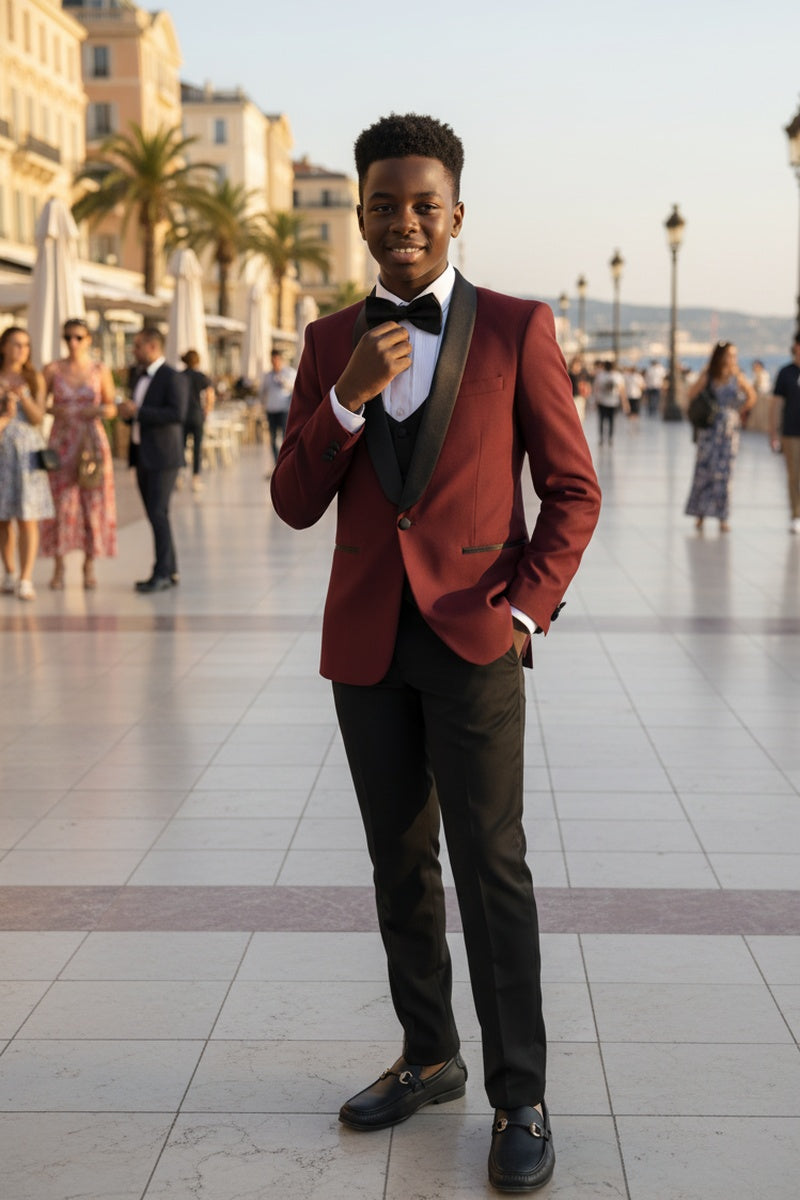 "Trent" Perry Ellis Kids Burgundy 5-Piece Tuxedo