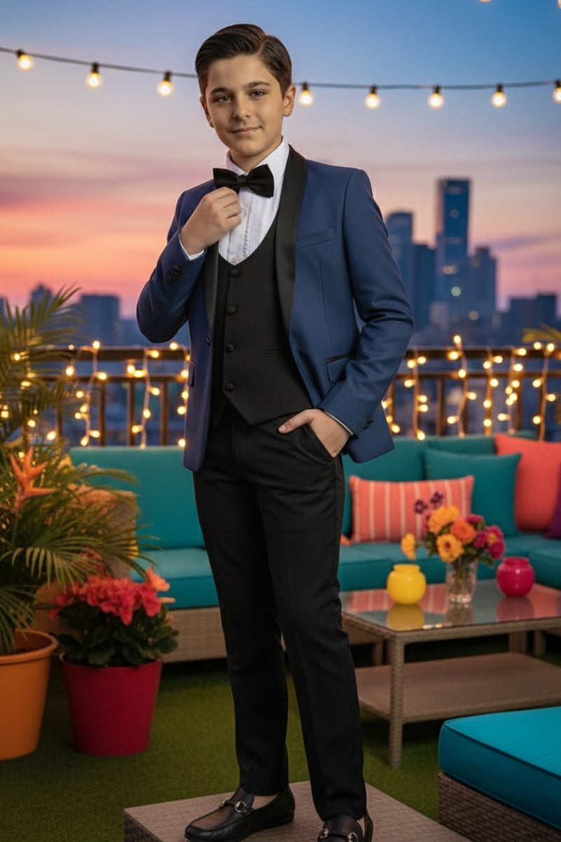 "Trent" Perry Ellis Kids Indigo 5-Piece Tuxedo