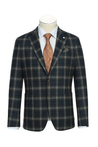 Navy & Brown Windowpane Sports Jacket