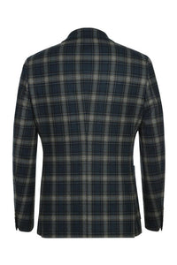 Navy & Brown Windowpane Sports Jacket