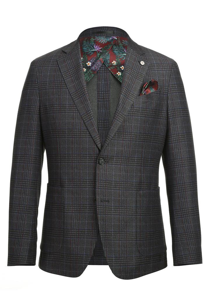 Blue & Black Windowpane Sports Jacket