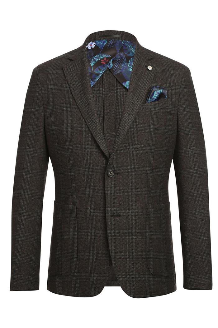 Dark Brown Windowpane Sports Jacket