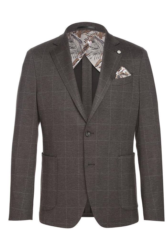 Dark Brown Windowpane Sports Jacket