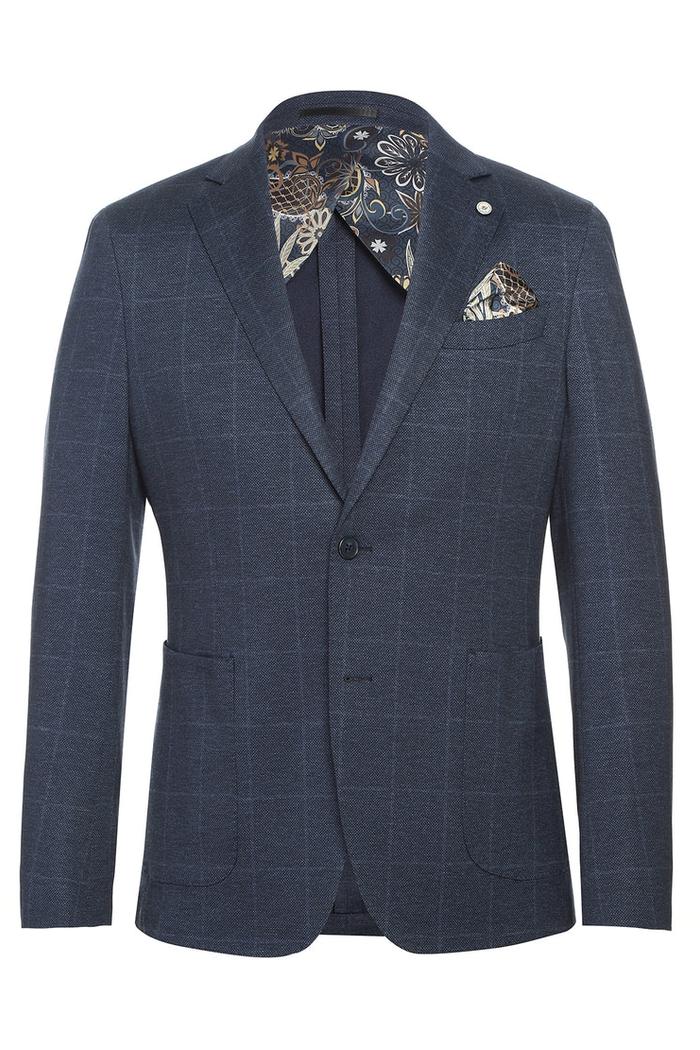 Dark Blue Windowpane Sports Jacket