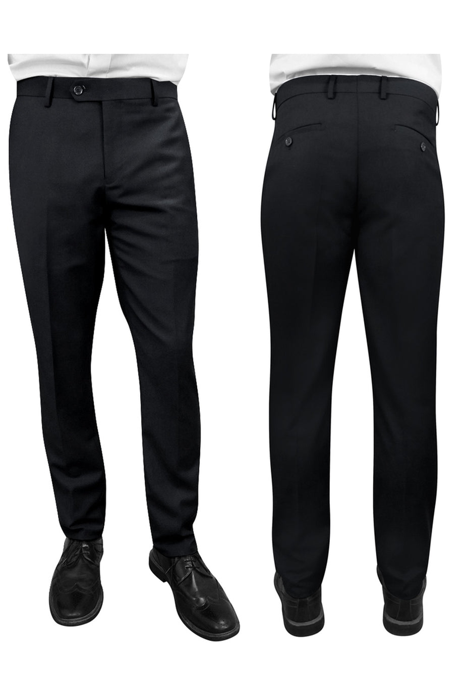 "Denali" Black Super 150's Wool Dress Pants
