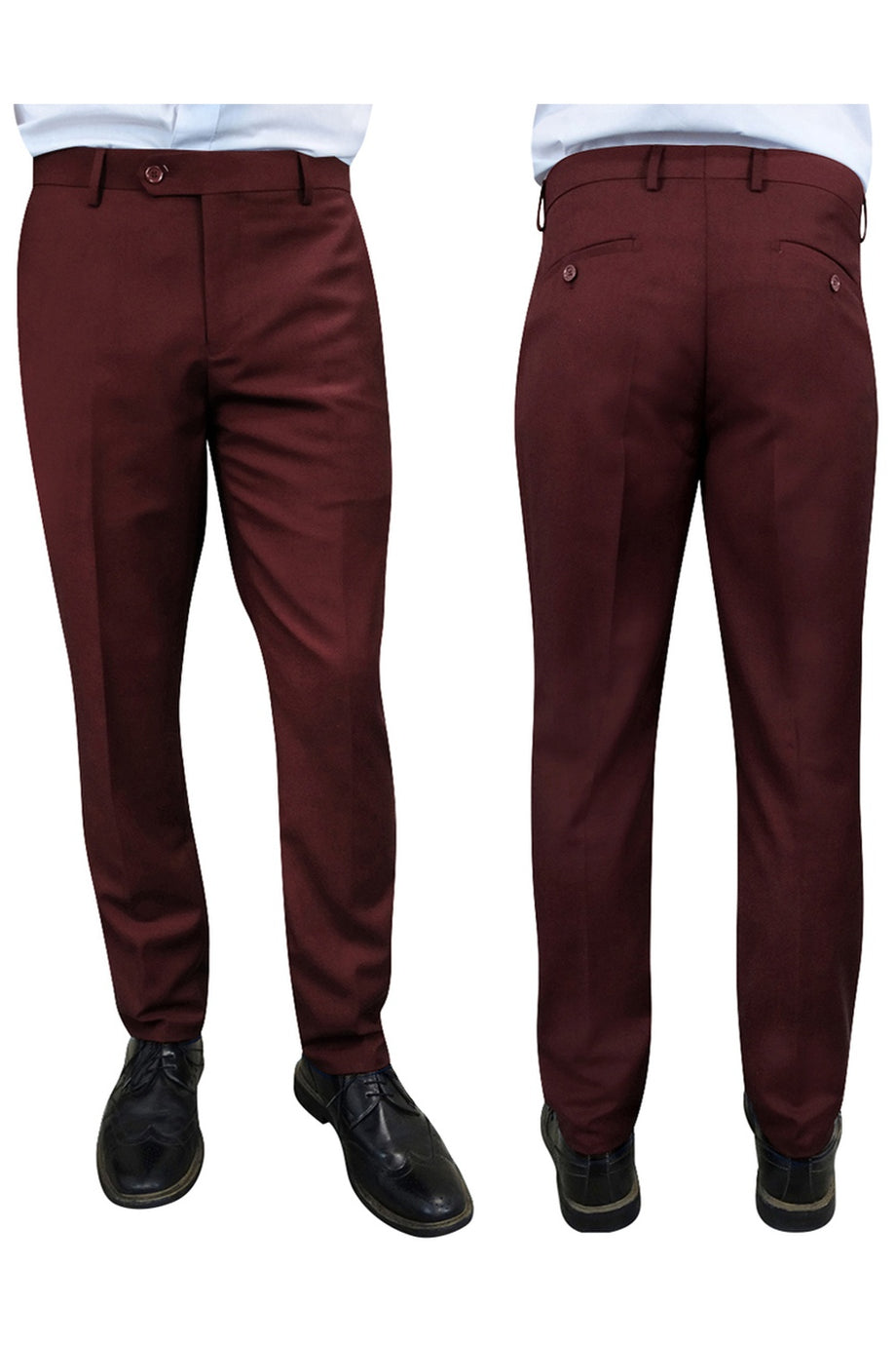 "Denali" Burgundy Super 150's Wool Dress Pants