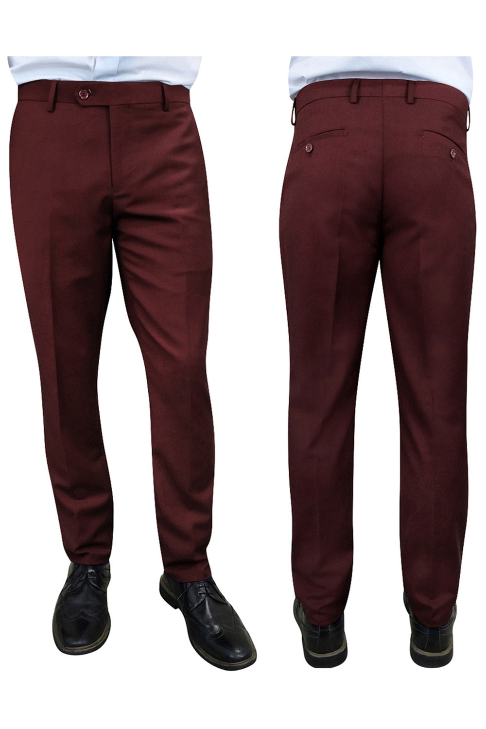 "Denali" Burgundy Super 150's Wool Dress Pants