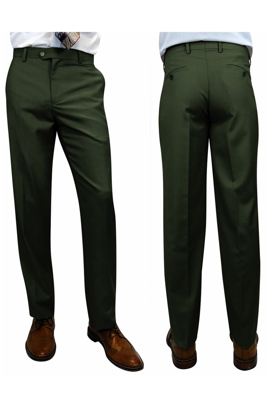 "Denali" Hunter Green Super 150's Wool Dress Pants