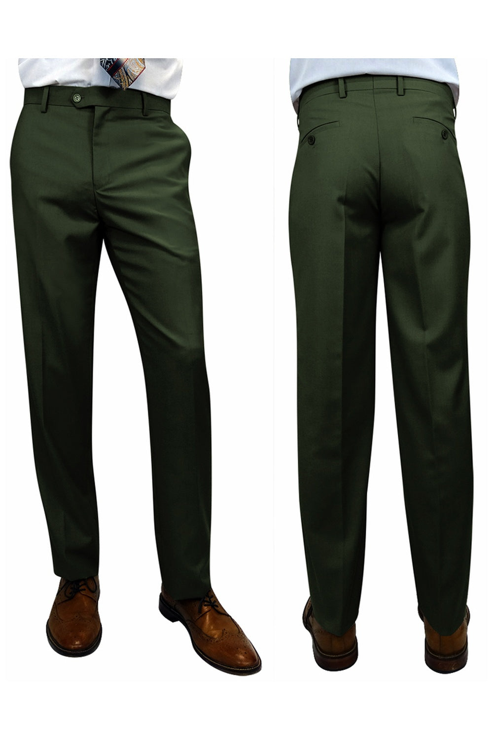 "Denali" Hunter Green Super 150's Wool Dress Pants