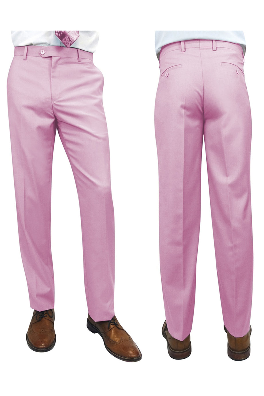 "Denali" Pink Super 150's Wool Dress Pants