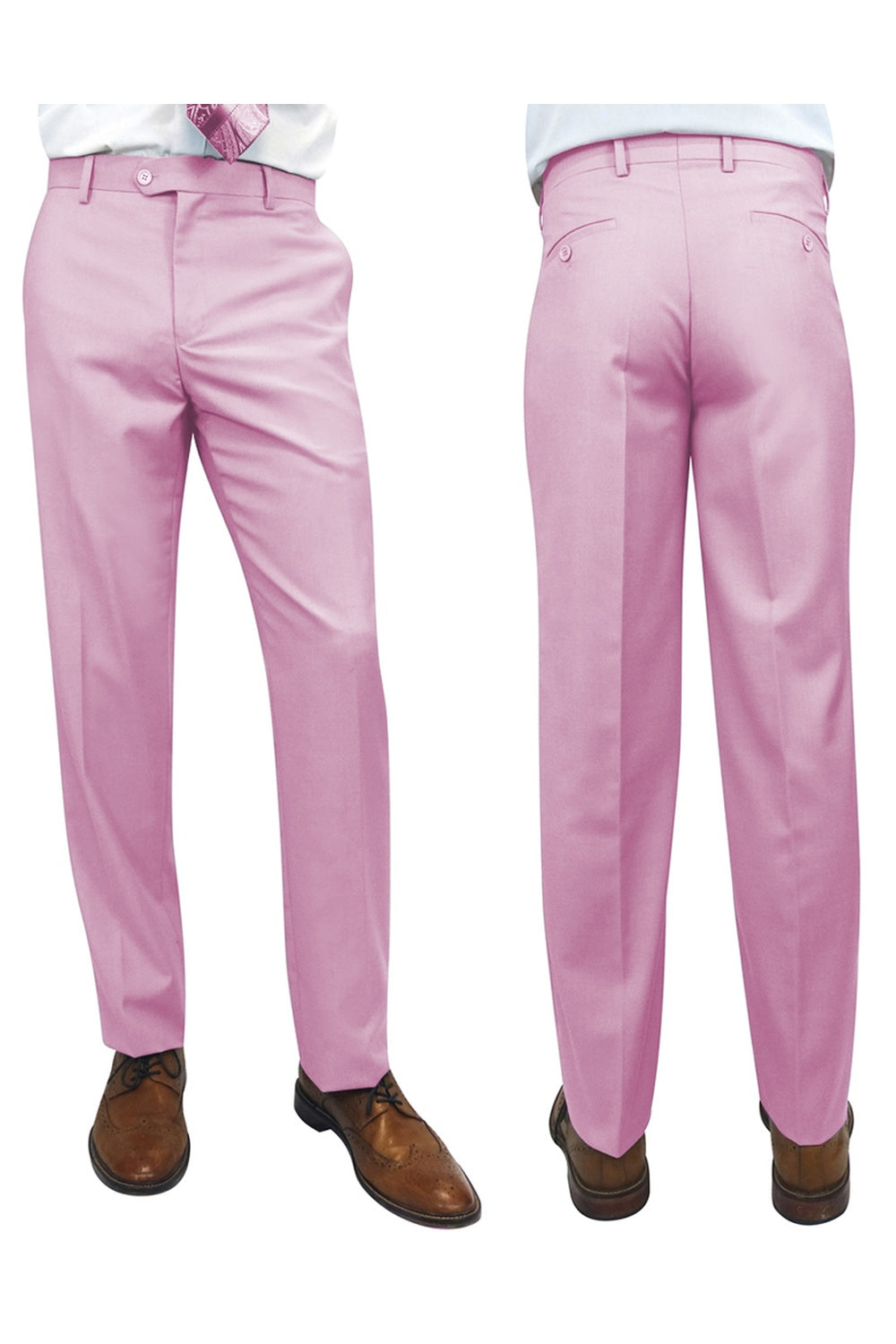 "Denali" Pink Super 150's Wool Dress Pants