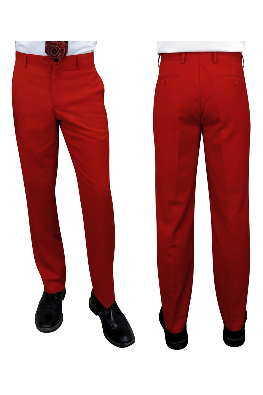 "Denali" Red Super 150's Wool Dress Pants