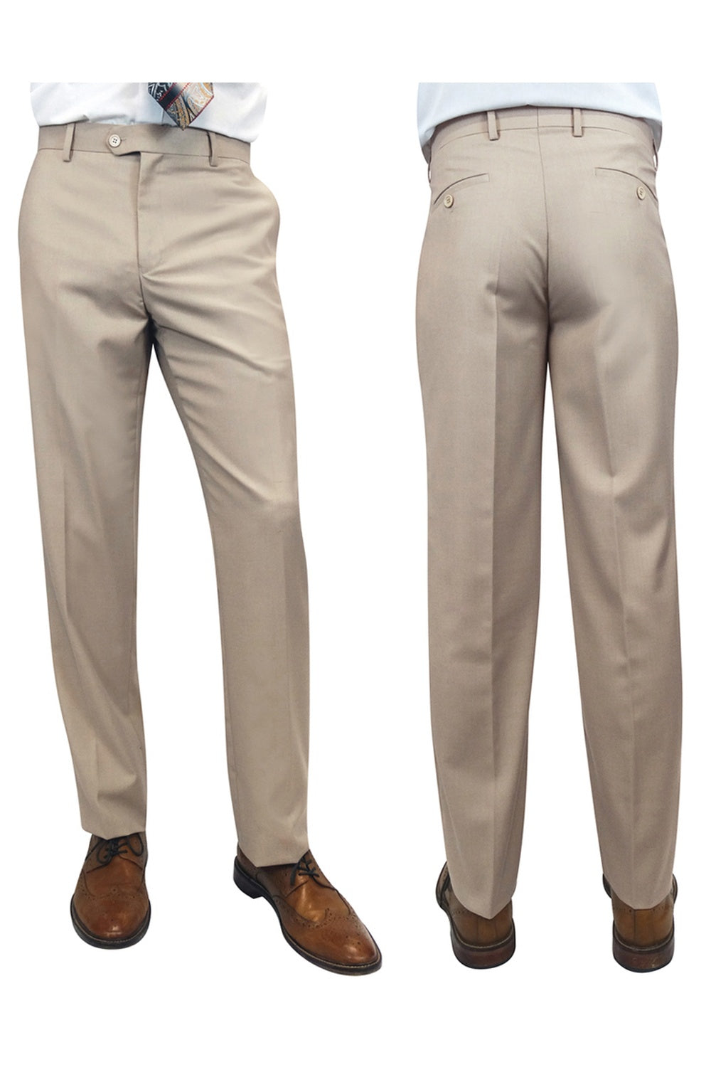 "Denali" Tan Super 150's Wool Dress Pants