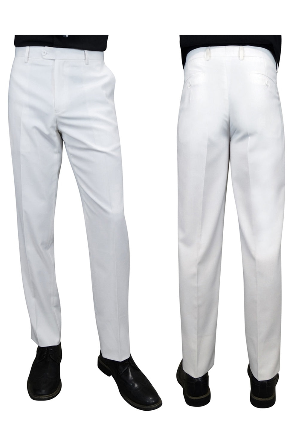 "Denali" White Super 150's Wool Dress Pants