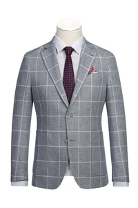 Blue & White Windowpane Sports Jacket