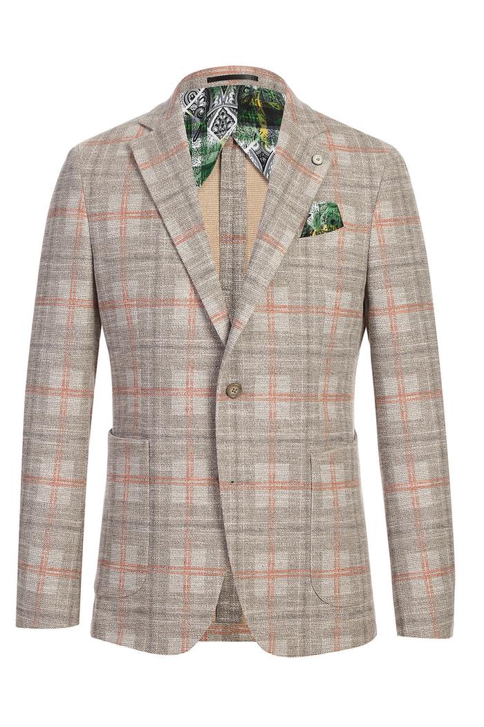 Beige Windowpane Sports Jacket