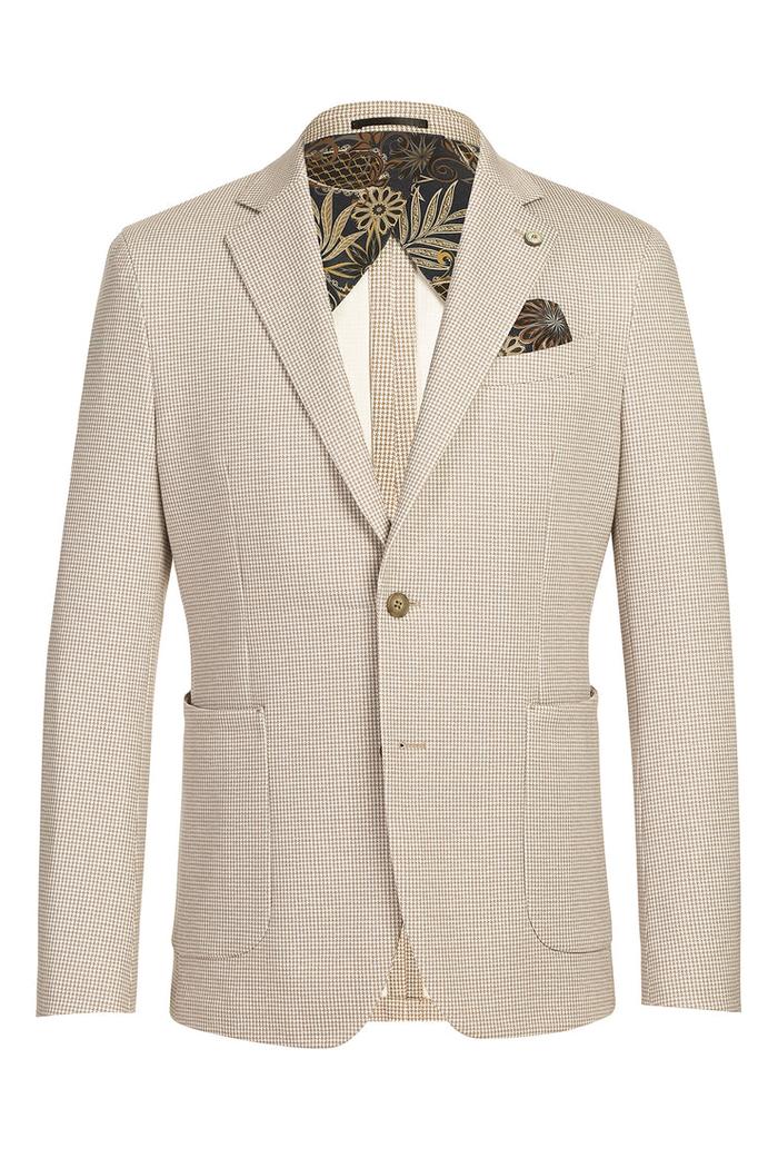 Beige Houndstooth Sports Jacket