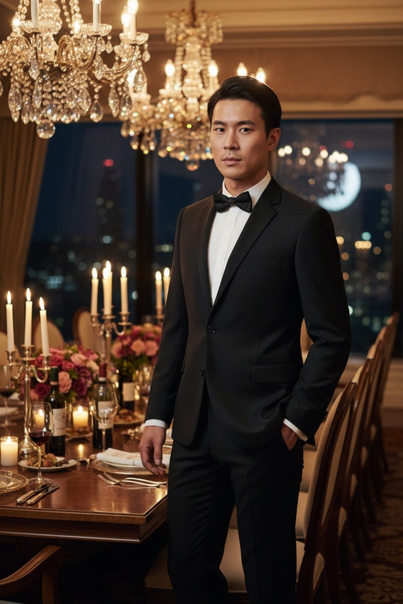 "Rafael" Black 2-Button Notch Suit (2-Piece Set)