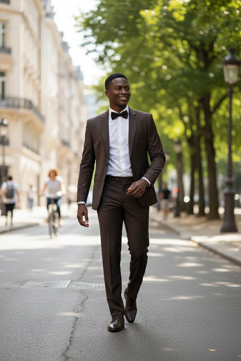 "Rafael" Dark Brown 2-Button Notch Suit (2-Piece Set)