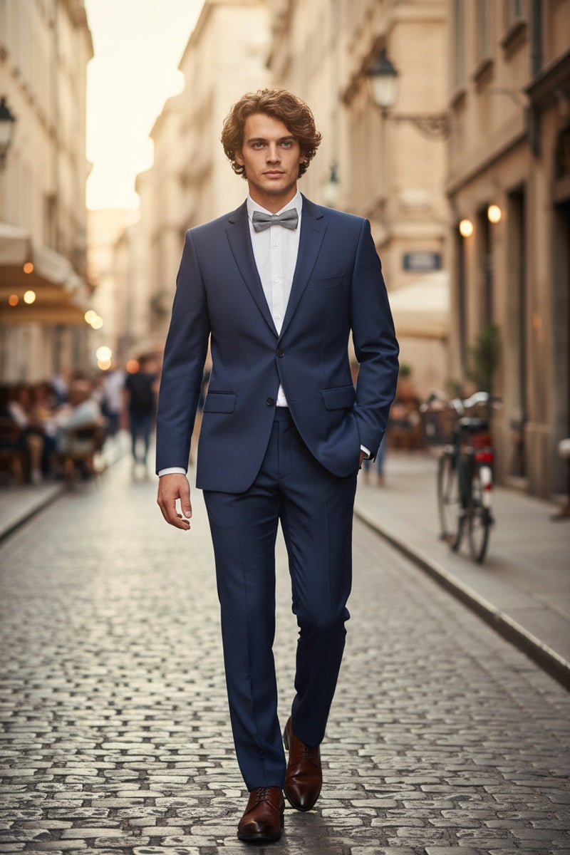 "Rafael" Navy 2-Button Notch Suit (2-Piece Set)