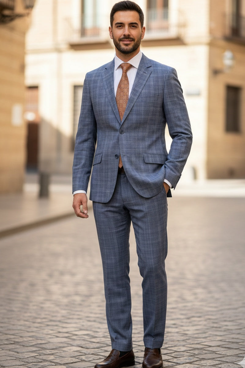 Blue Check 2-Button Notch Suit (2-Piece Set)