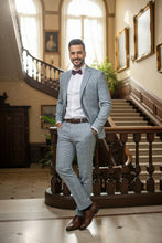 Blue Windowpane 2-Button Notch Suit (2-Piece Set)