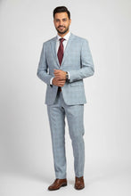 Blue Windowpane 2-Button Notch Suit (2-Piece Set)