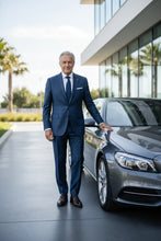 Blue Windowpane 2-Button Notch Suit (2-Piece Set)