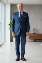 Blue Windowpane 2-Button Notch Suit (2-Piece Set)
