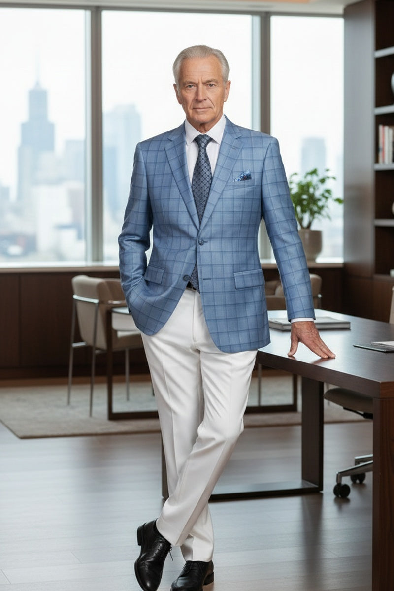 Blue Windowpane Sports Jacket