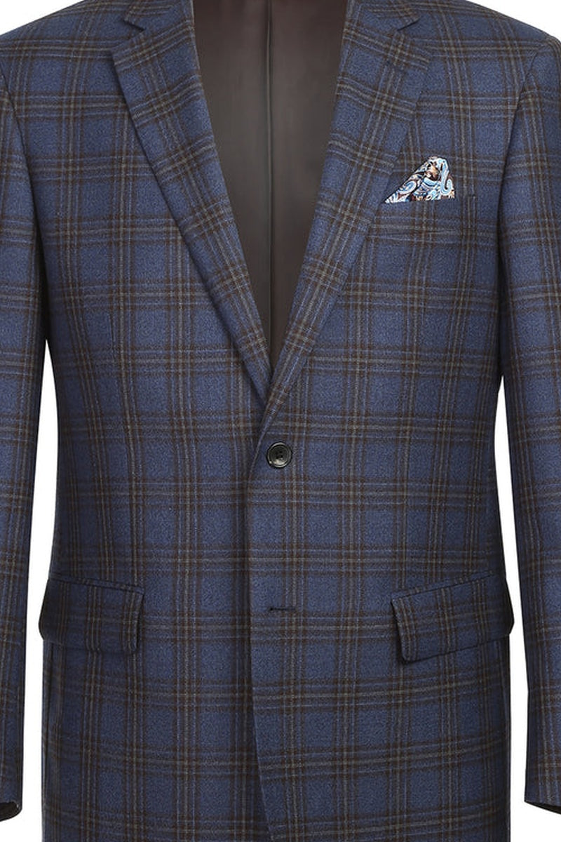 Blue & Black Windowpane Sports Jacket