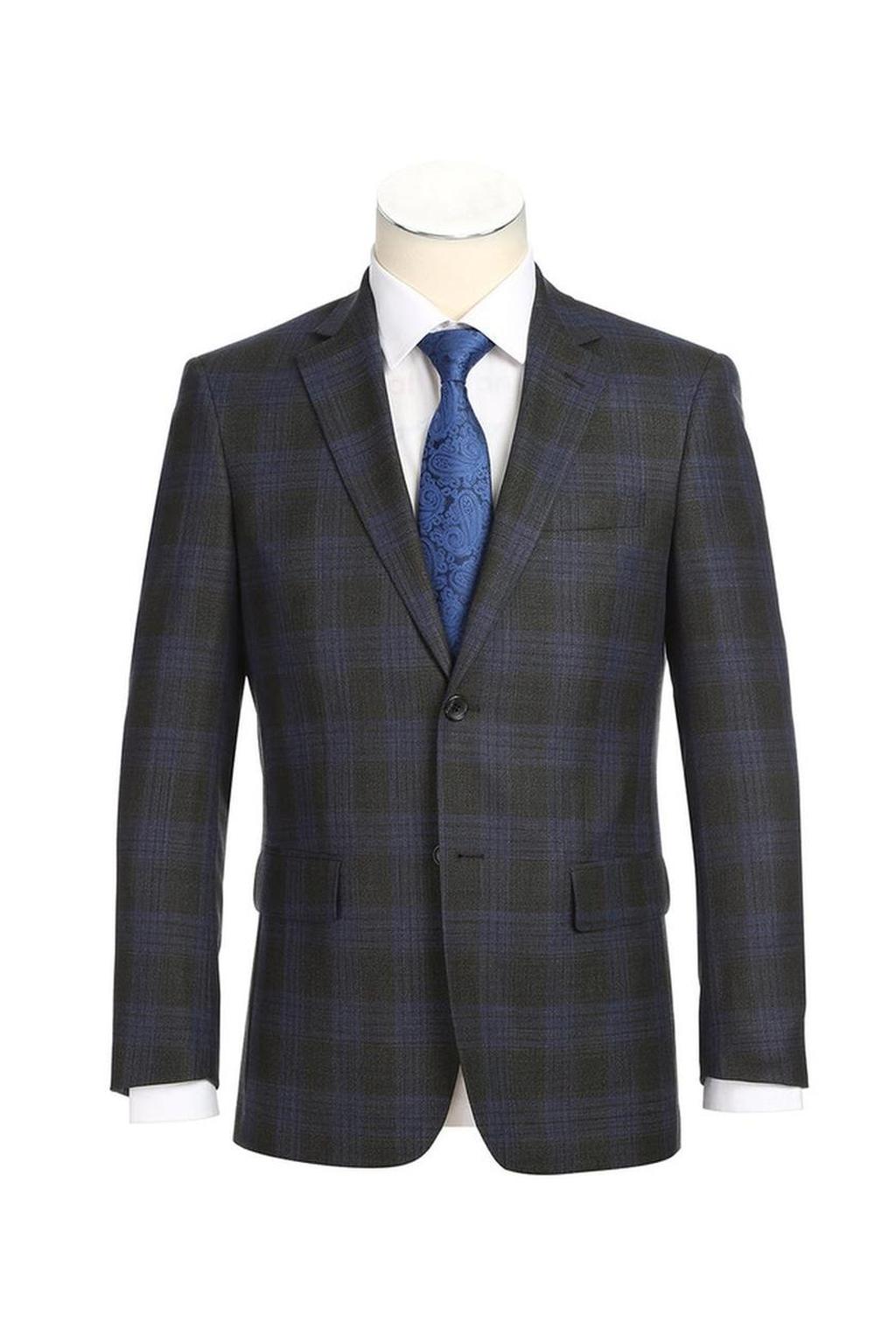 Grey & Blue Windowpane Sports Jacket