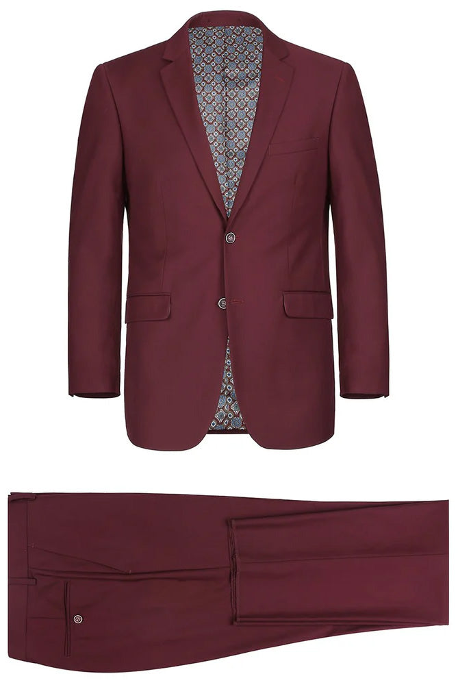 "Rafael" Burgundy 2-Button Notch Suit (2-Piece Set)