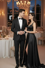 "Louis" Black 1-Button Peak Tuxedo (2-Piece Set)