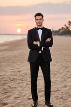 "Louis" Black 1-Button Peak Tuxedo (2-Piece Set)